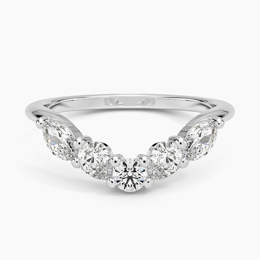 18k Solid Gold Contoured Lab Grown Diamond Curved Wedding Band