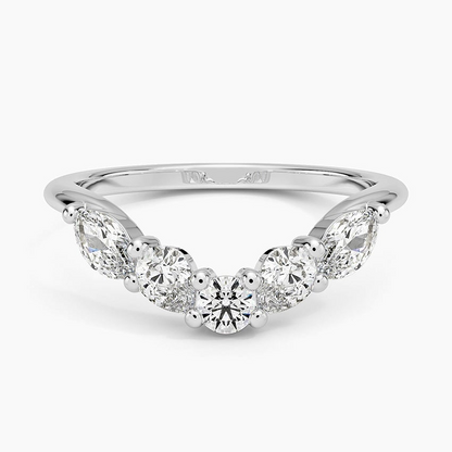 18k Solid Gold Contoured Lab Grown Diamond Curved Wedding Band