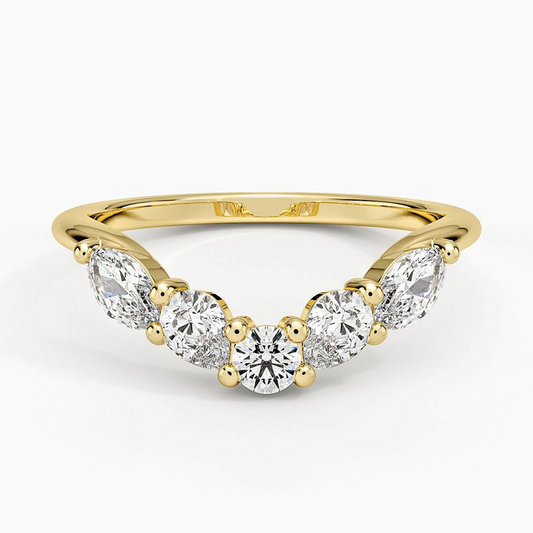 18k Solid Gold Contoured Lab Grown Diamond Curved Wedding Band