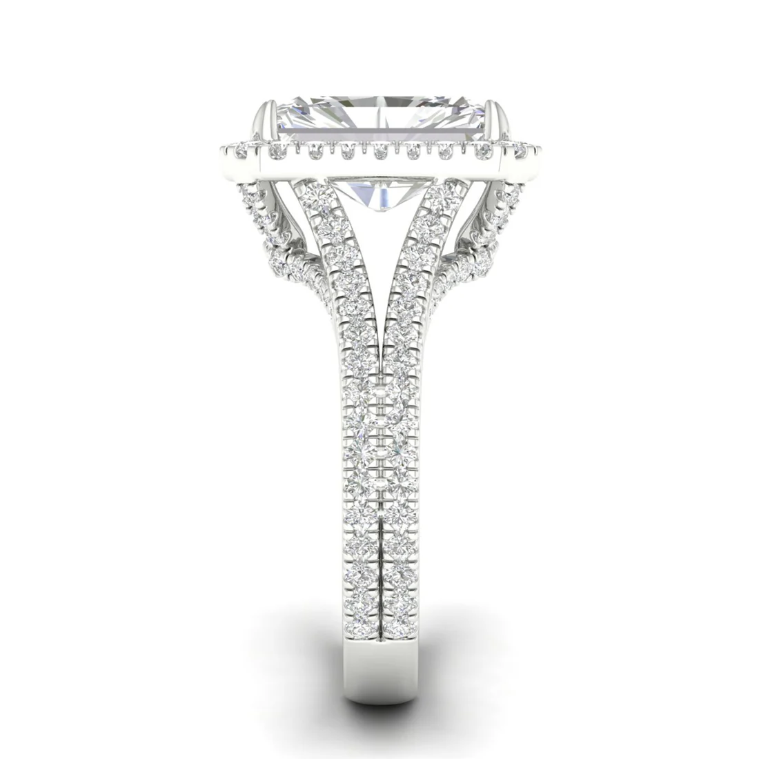 5 CTW Split Shank Radiant Cut Lab Grown Diamond Ring