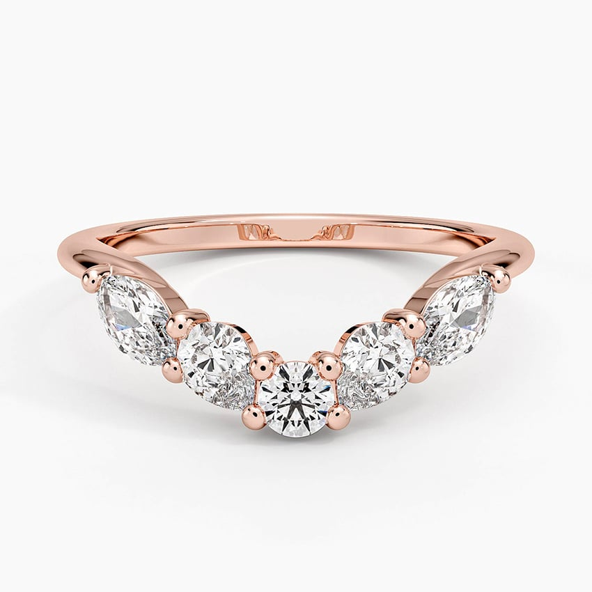 18k Solid Gold Contoured Lab Grown Diamond Curved Wedding Band