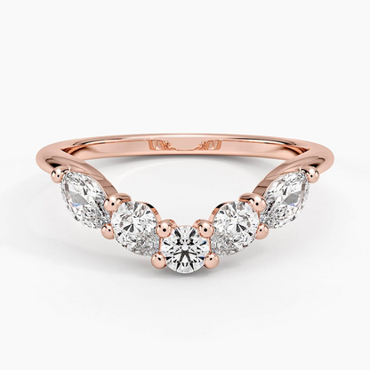 18k Solid Gold Contoured Lab Grown Diamond Curved Wedding Band