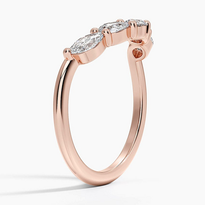 18k Solid Gold Contoured Lab Grown Diamond Curved Wedding Band