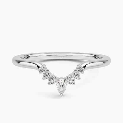 Round And Pear Lab Grown Diamond Yellow Gold Wedding Band