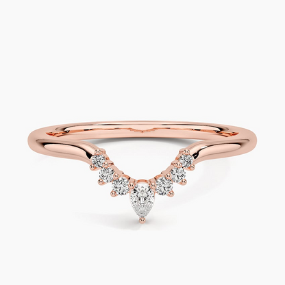 Round And Pear Lab Grown Diamond Yellow Gold Wedding Band