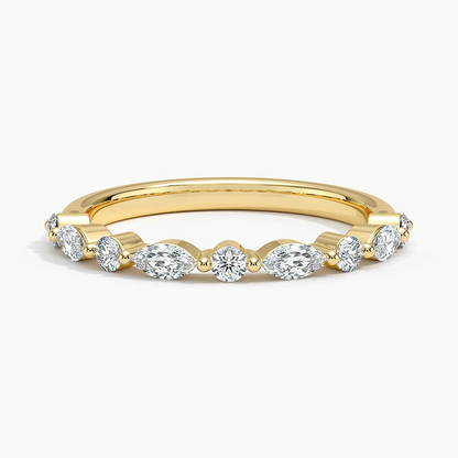 3/8 CTW Half-Coverage Lab Grown Diamond 18k Solid Gold Wedding Band