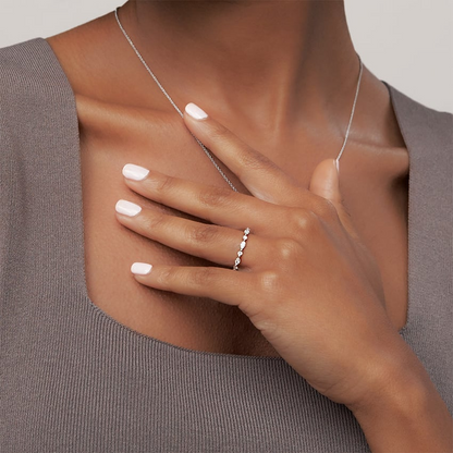 3/8 CTW Half-Coverage Lab Grown Diamond 18k Solid Gold Wedding Band