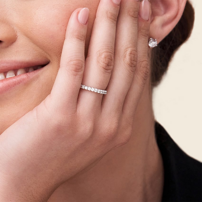 0.59 CTW Lab Grown Diamond 3/4 Eternity Wedding Band