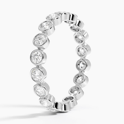 Round Lab Grown Diamond Bezel Set Yellow Gold Wedding Band