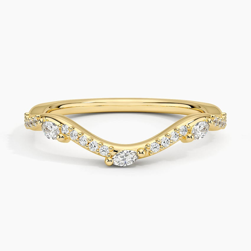 Round And Marquise Lab Grown Diamond Curved Wedding Band