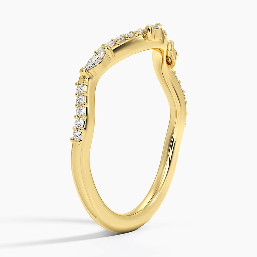 Round And Marquise Lab Grown Diamond Curved Wedding Band