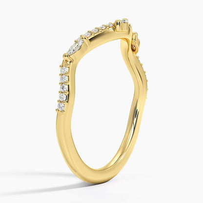 Round And Marquise Lab Grown Diamond Curved Wedding Band