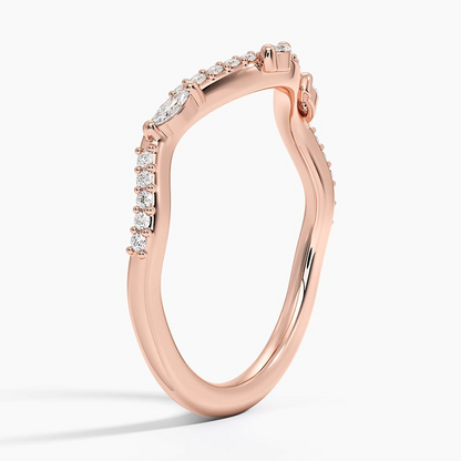 Round And Marquise Lab Grown Diamond Curved Wedding Band