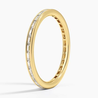 Channel Set Baguette Lab Grown Diamond Gold Wedding Band