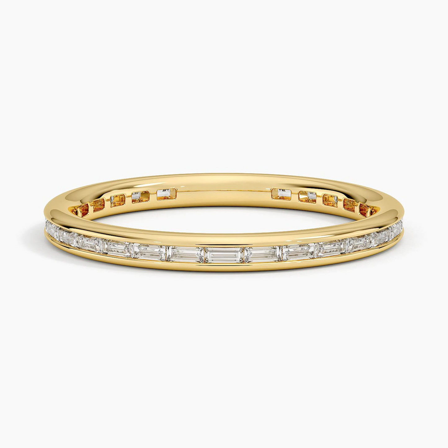 Channel Set Baguette Lab Grown Diamond Gold Wedding Band
