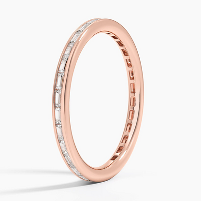 Channel Set Baguette Lab Grown Diamond Gold Wedding Band