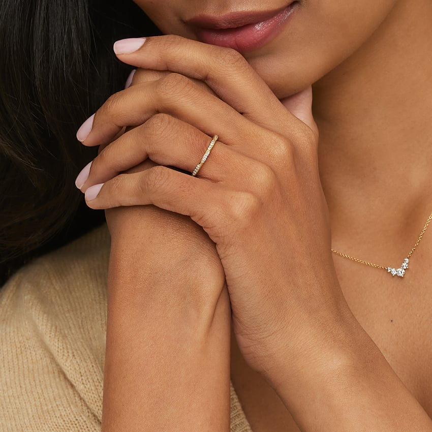 0.09CTW Round Cut Lab Grown Diamond Milgrain Wedding Band