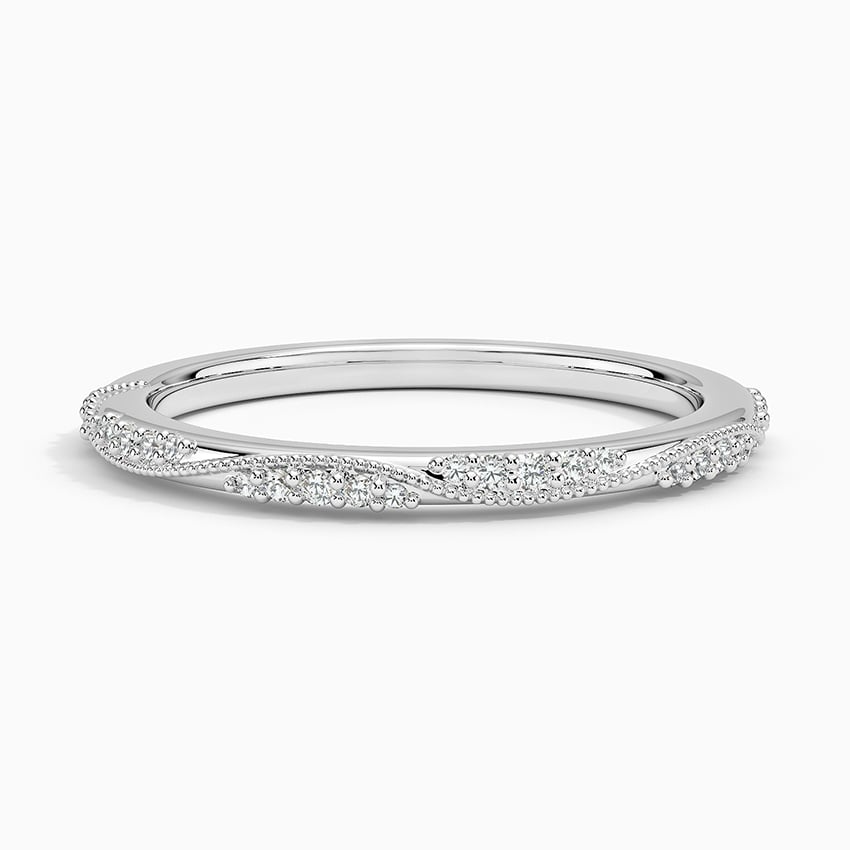 0.09CTW Round Cut Lab Grown Diamond Milgrain Wedding Band