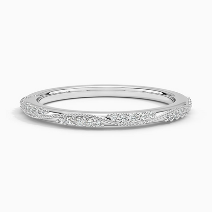 0.09CTW Round Cut Lab Grown Diamond Milgrain Wedding Band