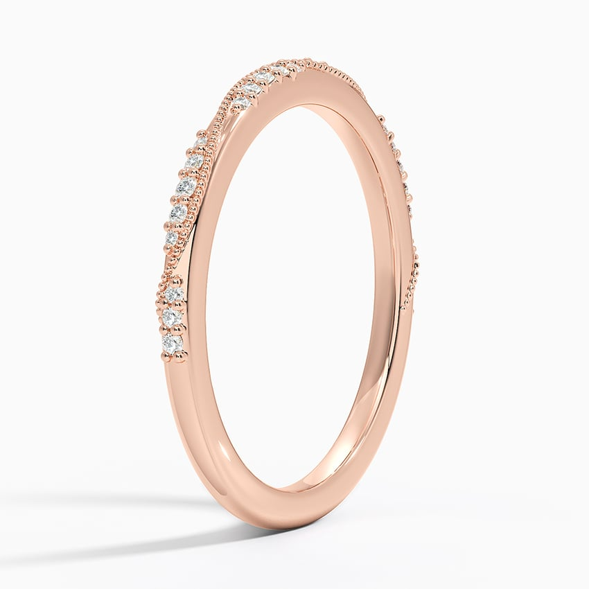 0.09CTW Round Cut Lab Grown Diamond Milgrain Wedding Band