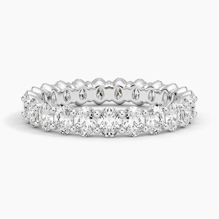 Oval Eternity Lab Grown Diamonds White Gold Wedding Band For Women