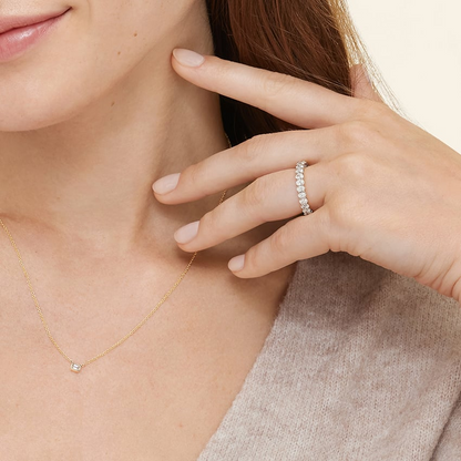 Oval Eternity Lab Grown Diamonds White Gold Wedding Band For Women