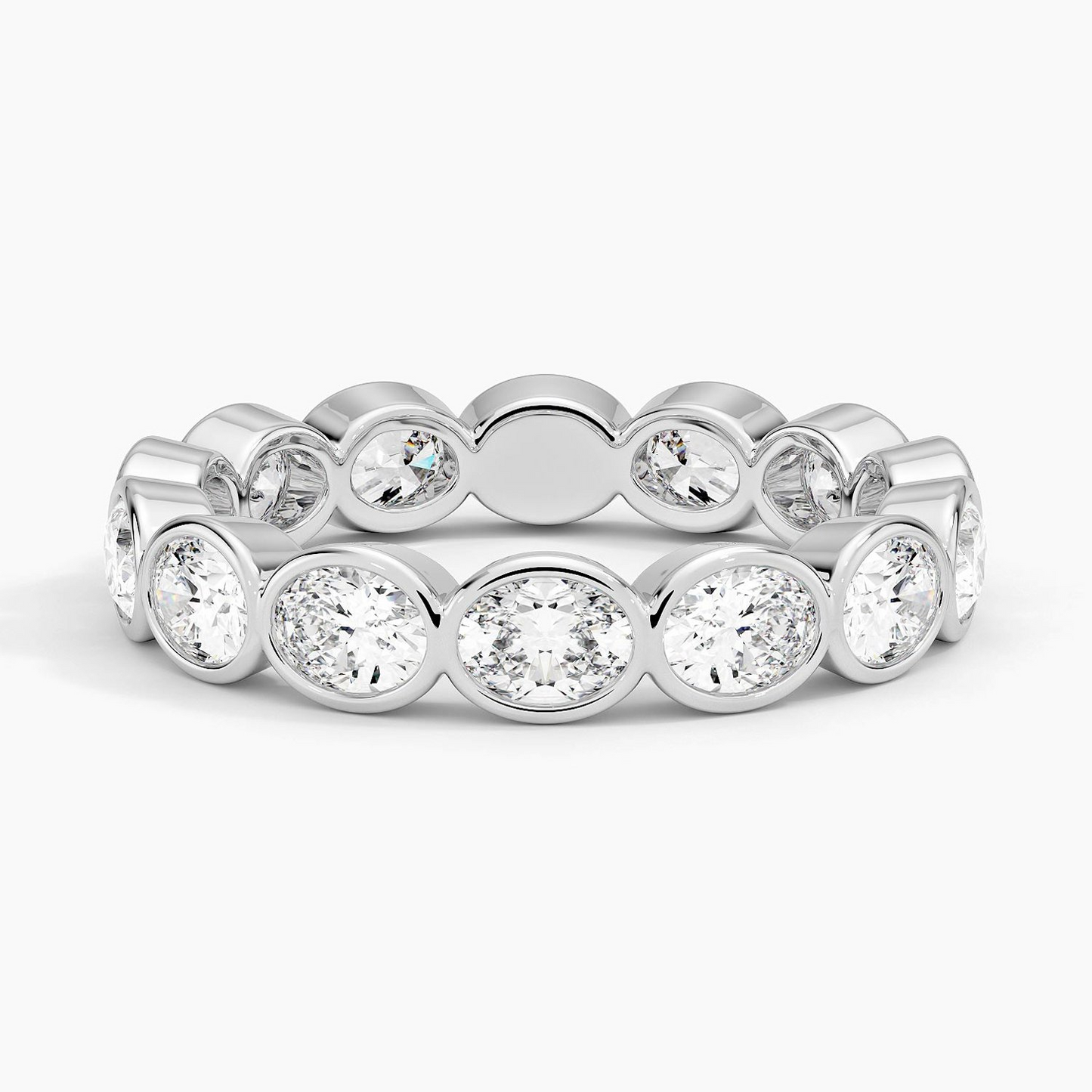 East West Bezel Oval Eternity Lab Diamond Diamond Wedding Band