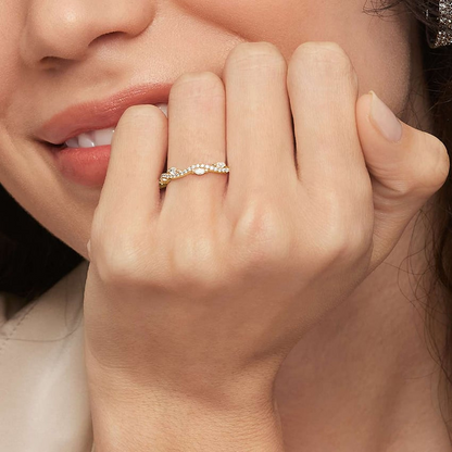 0.14CTW 18K Yellow Gold Fancy Lab Grown Diamond Wedding Band