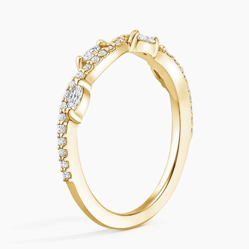 0.14CTW 18K Yellow Gold Fancy Lab Grown Diamond Wedding Band