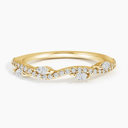 0.14CTW 18K Yellow Gold Fancy Lab Grown Diamond Wedding Band