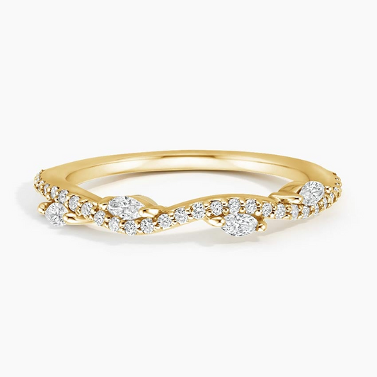 0.14CTW 18K Yellow Gold Fancy Lab Grown Diamond Wedding Band