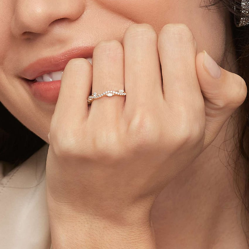 0.14CTW 18K Yellow Gold Fancy Lab Grown Diamond Wedding Band