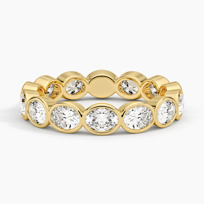 East West Bezel Oval Eternity Lab Diamond Diamond Wedding Band