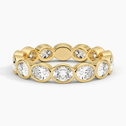 East West Bezel Oval Eternity Lab Diamond Diamond Wedding Band