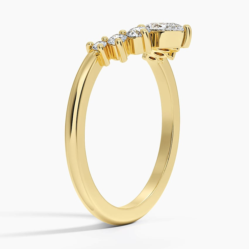 0.37CTW Round And Pear Lab Grown Diamond Yellow Gold Wedding Band