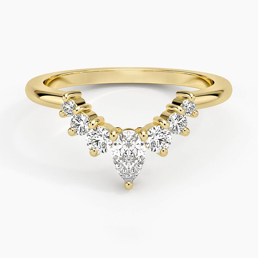 0.37CTW Round And Pear Lab Grown Diamond Yellow Gold Wedding Band