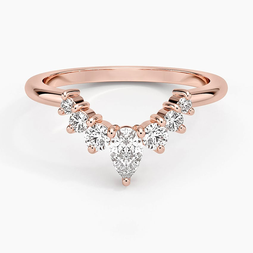 0.37CTW Round And Pear Lab Grown Diamond Yellow Gold Wedding Band