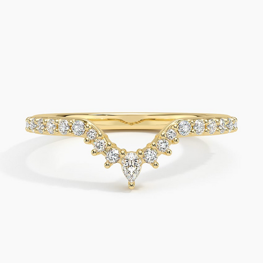 0.24CTW Yellow Gold Lab Grown Diamond Chevron Wedding Band