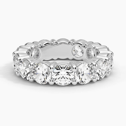 White Gold Round Cut Lab Grown Diamond Wedding Band For Women