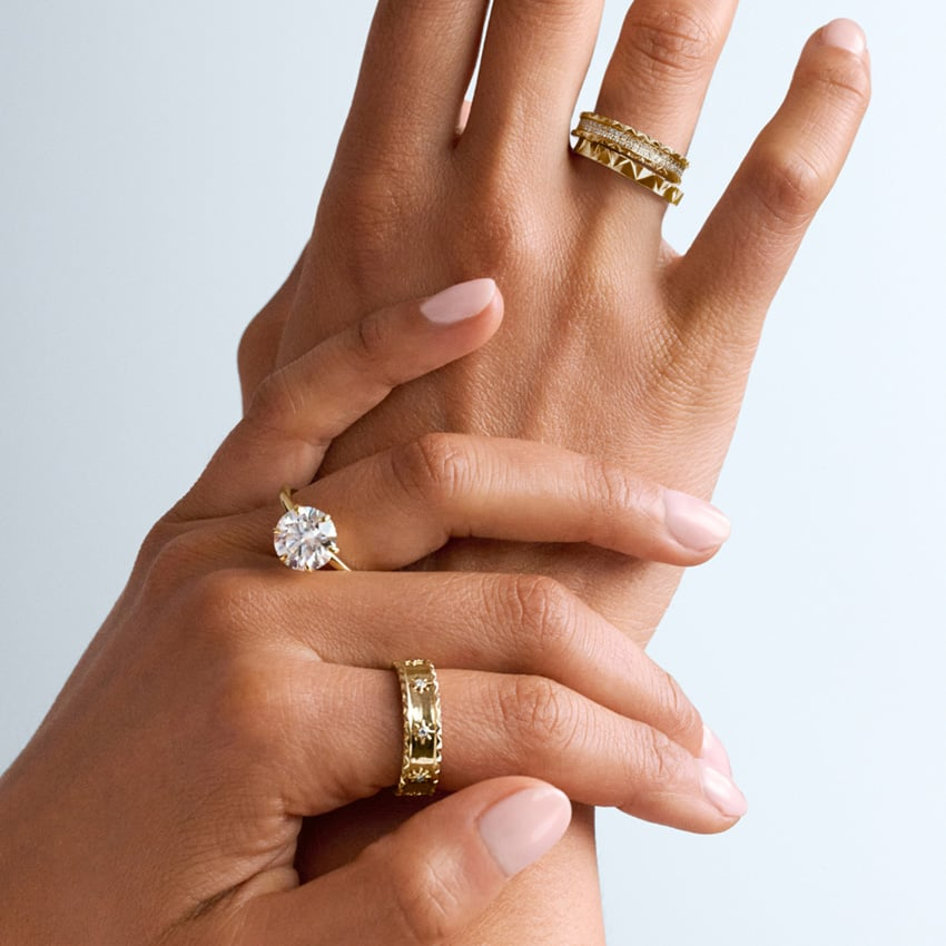 0.64CTW 14K Yellow Gold lab Grown Diamond Trendy Wedding Band