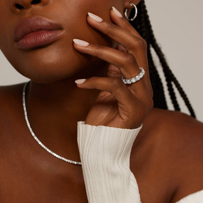 White Gold Round Cut Lab Grown Diamond Wedding Band For Women