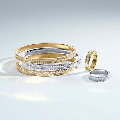 0.64CTW 14K Yellow Gold lab Grown Diamond Trendy Wedding Band