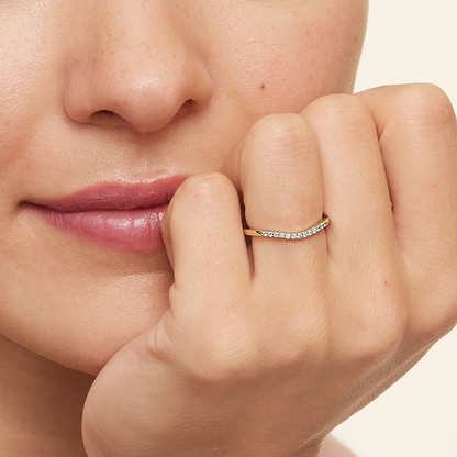 0.09CTW Solid Yellow Gold Lab Grown Diamond Simple Wedding Band