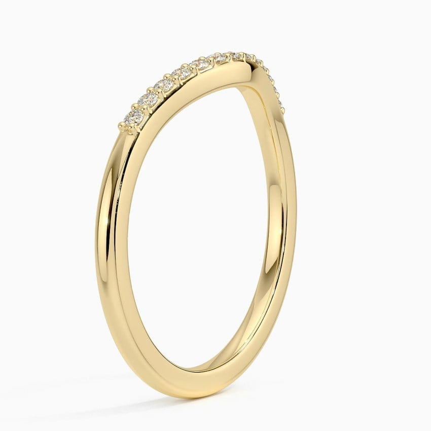 0.09CTW Solid Yellow Gold Lab Grown Diamond Simple Wedding Band