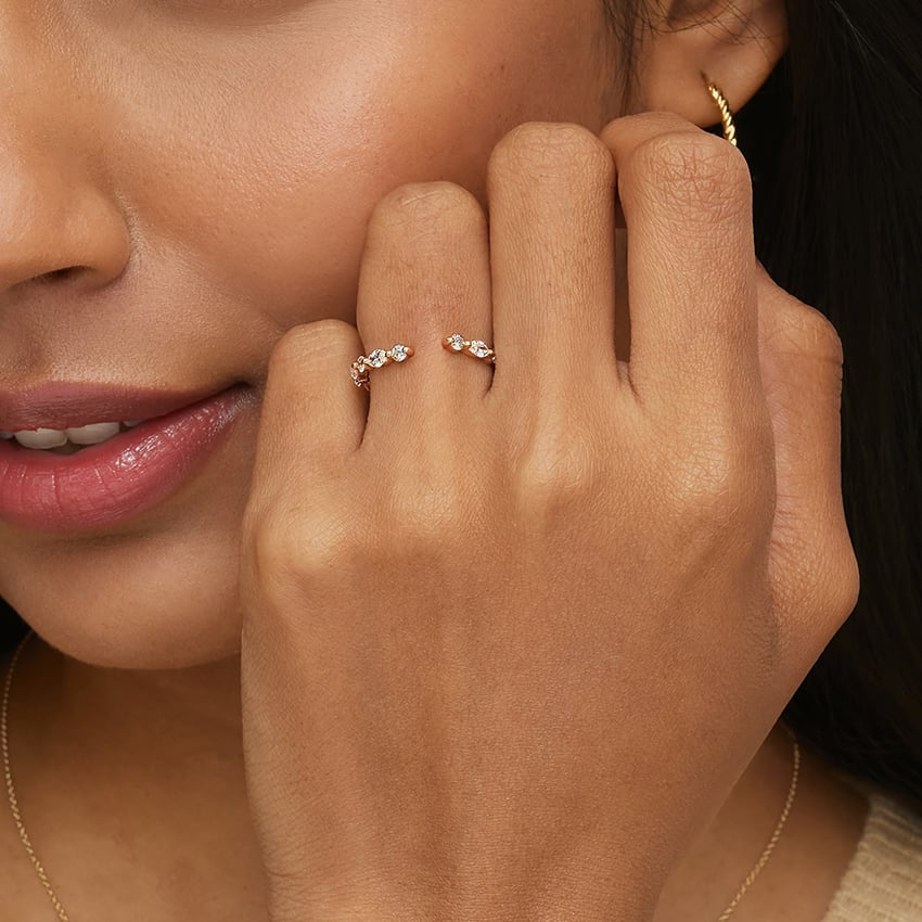 0.16CTW Lab Grown Diamond Open Shank Stackble Wedding Band