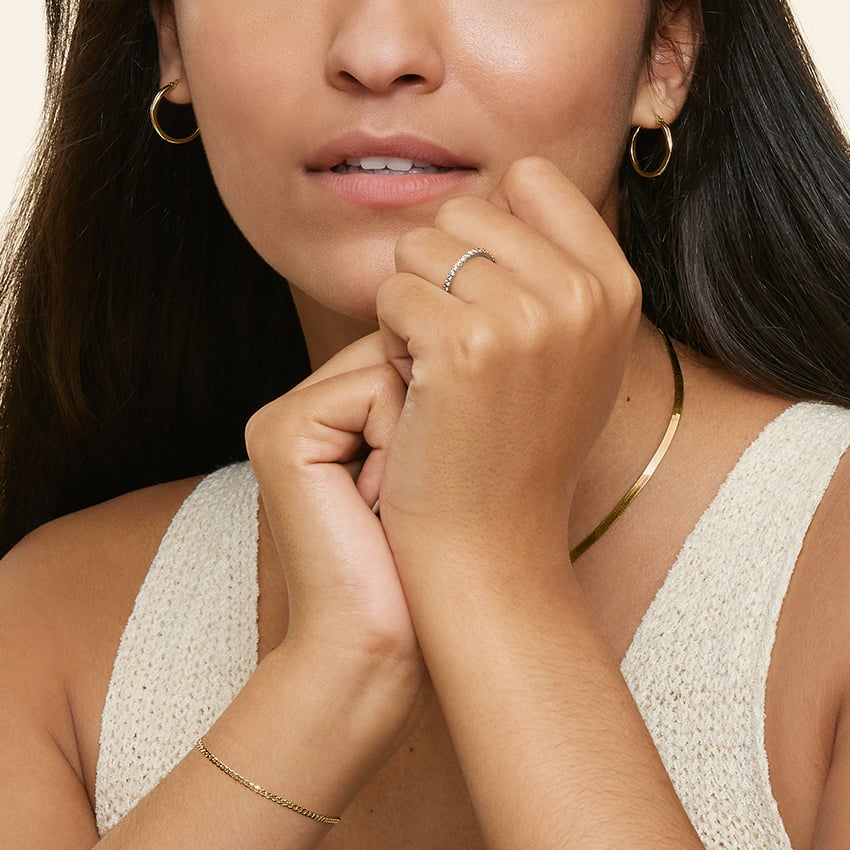 14k White Gold Lab Grown Diamond Stacking Matching Bands Fine Jewelry