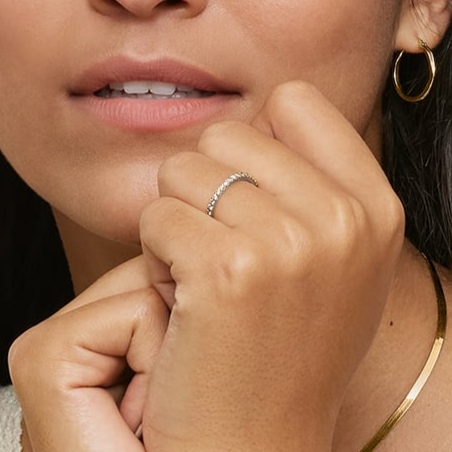 14k White Gold Lab Grown Diamond Stacking Matching Bands Fine Jewelry