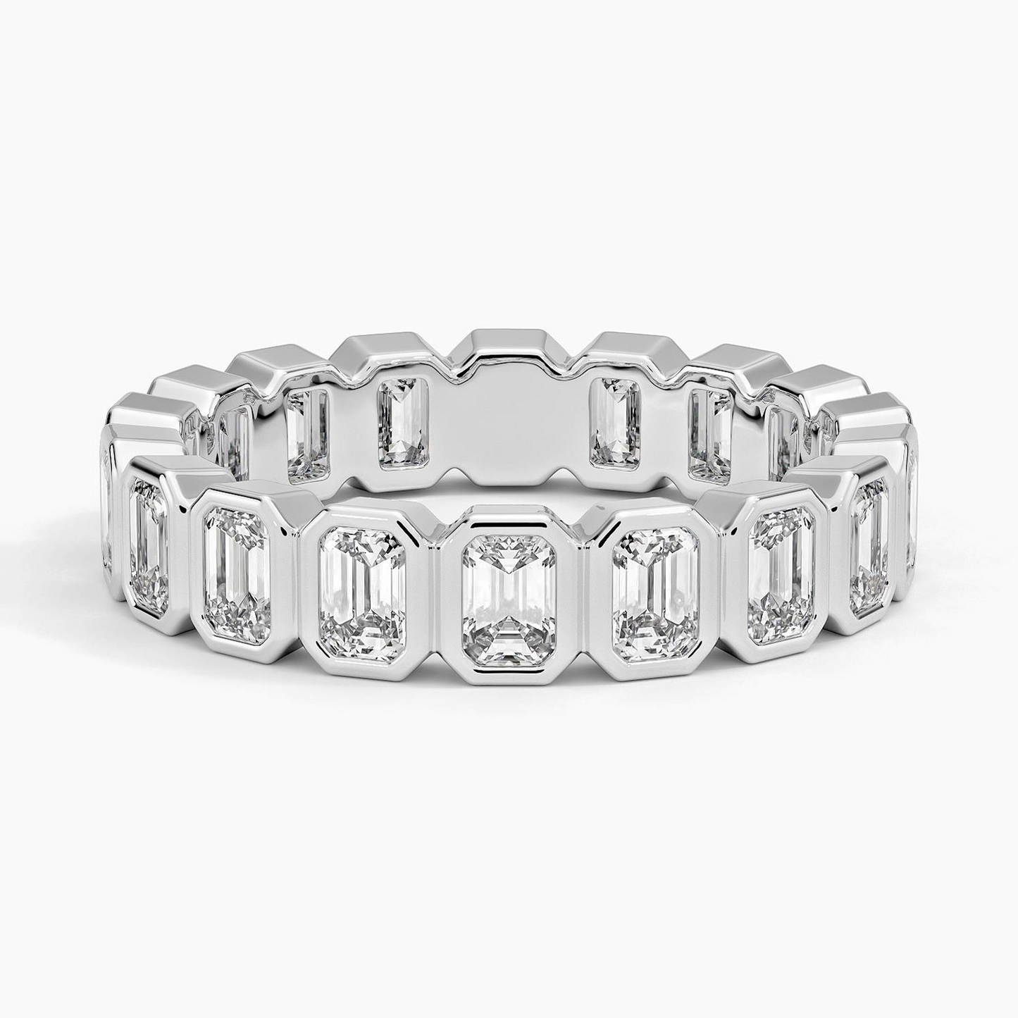 Emerald Cut Bezel Set 18k Yellow Gold Lab Grown Diamond Band