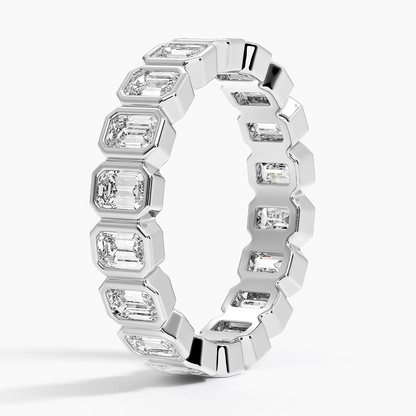 Emerald Cut Bezel Set 18k Yellow Gold Lab Grown Diamond Band