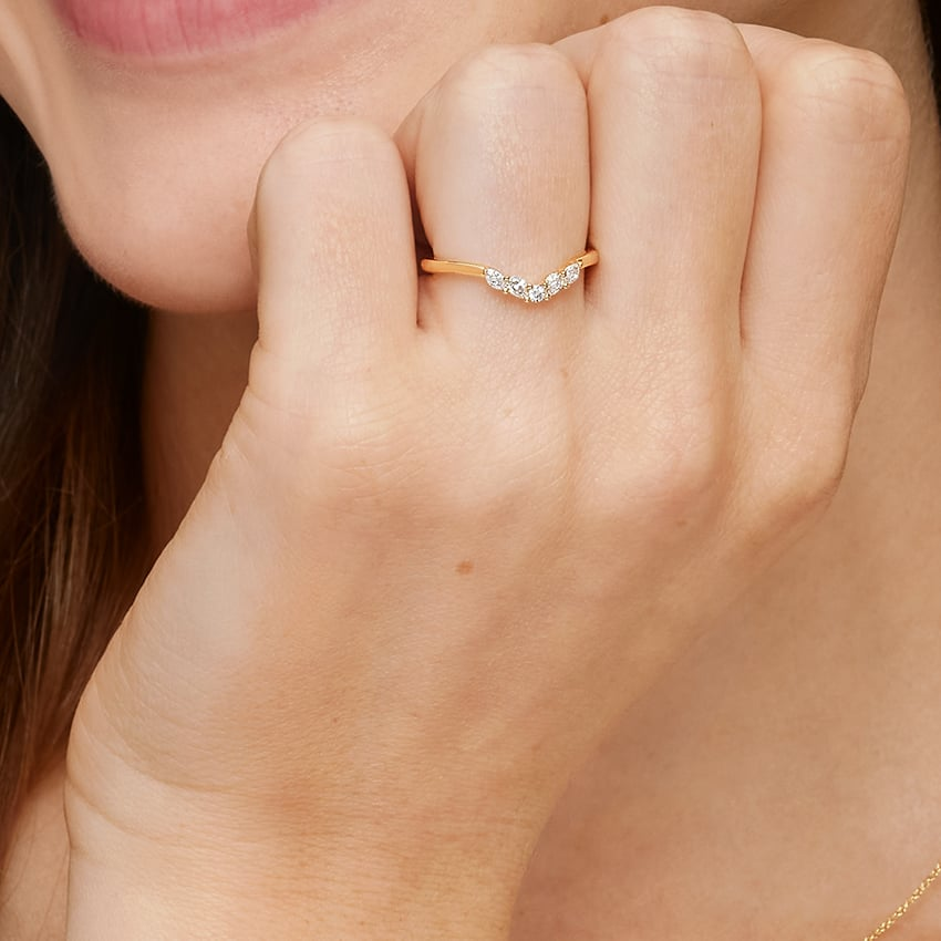 0.06CTW Round & Pear Cut Lab Grown Diamond Chevron Wedding Band